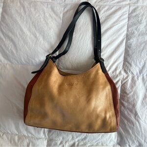 American leather Co. Tan and Brown Shoulder Bag black straps